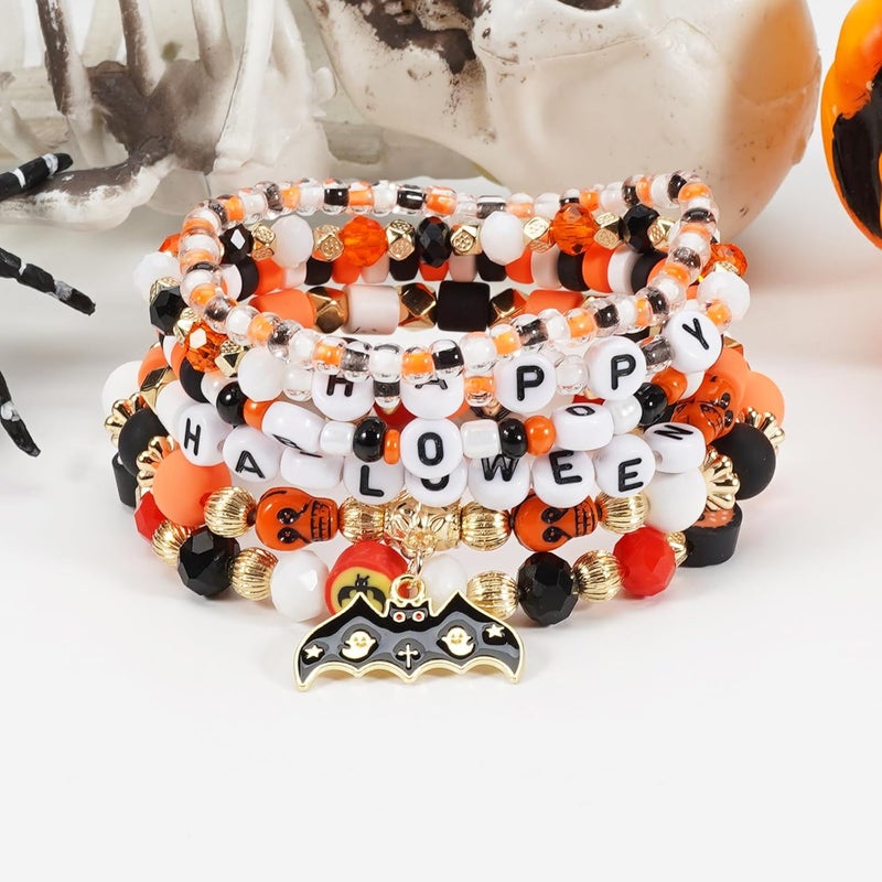 Lonext Halloween Bracelets Stackable Heishi Beaded Stretch Bracelets - Image 3
